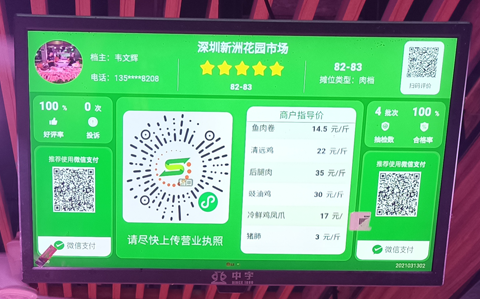 智慧農(nóng)貿(mào)市場商戶信息公布系統(tǒng)